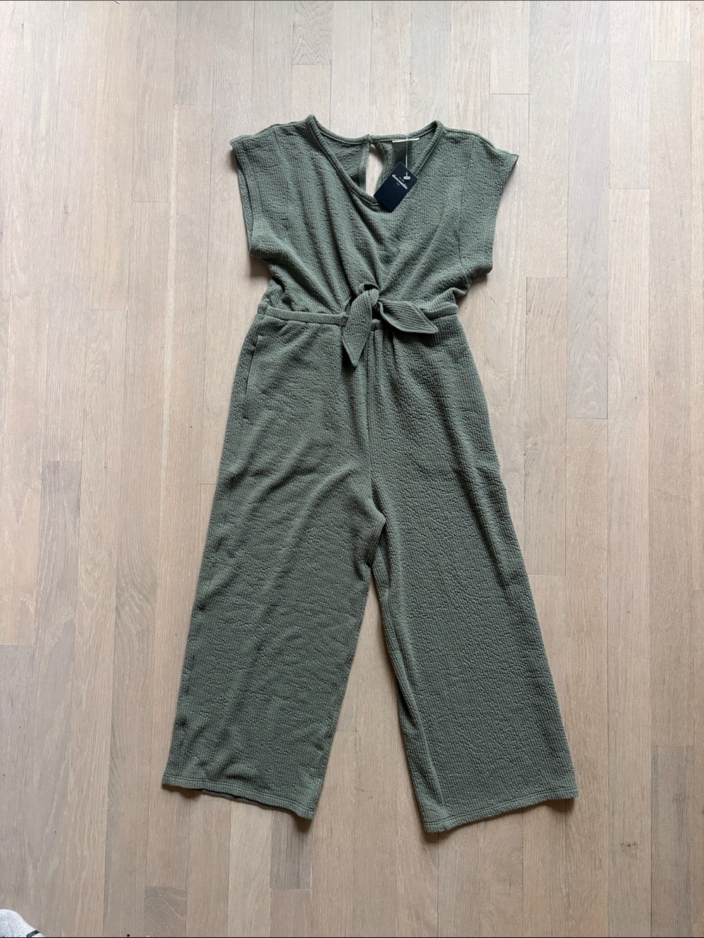 Olive Tie-Waist Wide-Leg Jumpsuit